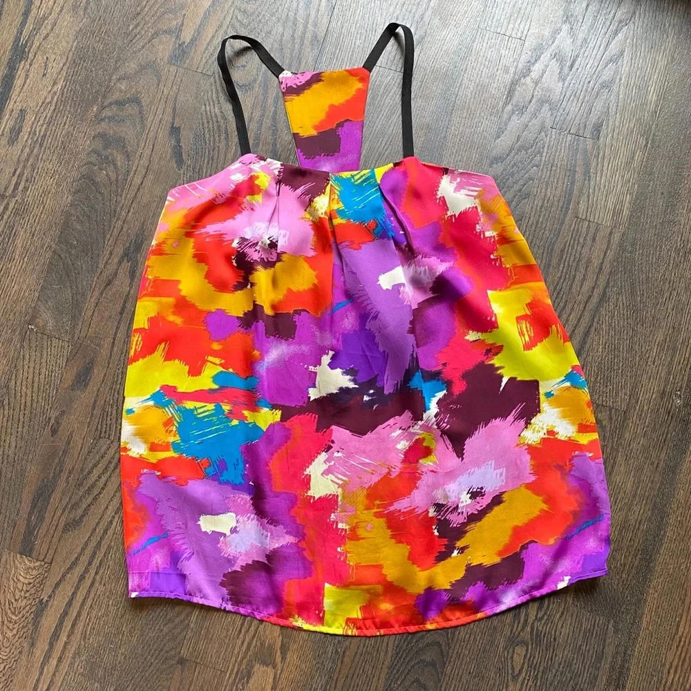 Glam Multicolor Bright Abstract Floral Paint Tank size small